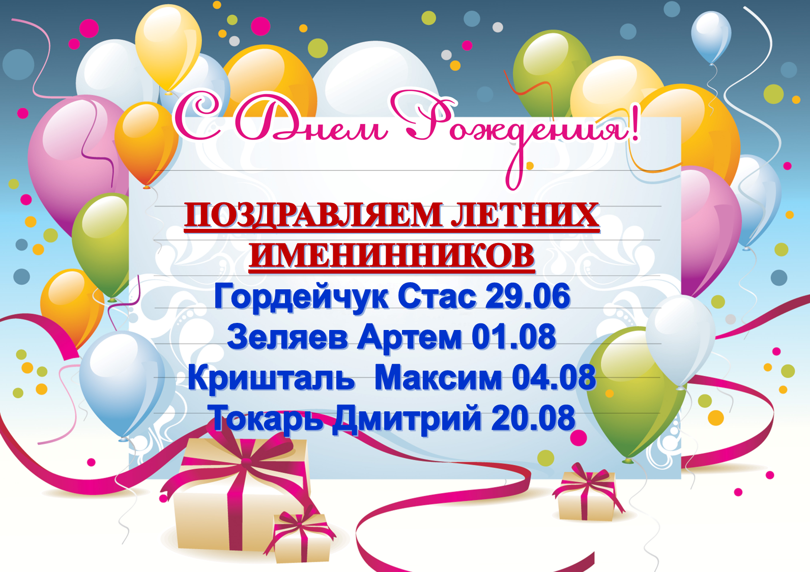 Идеи на день именинника в школе