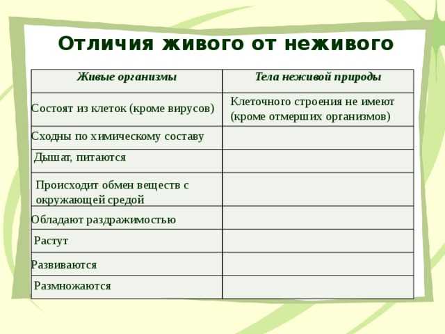 Живая и неживая природа определение, отличие, признаки, примеры явлений и предметов - tarologiay.ru