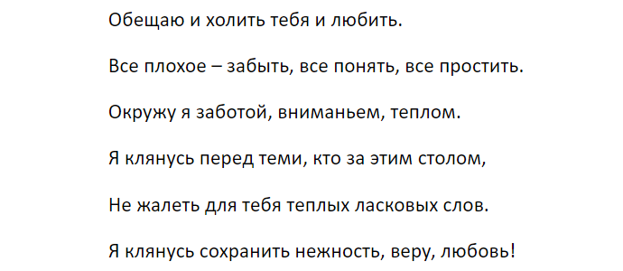 Речь жениха на свадьбе